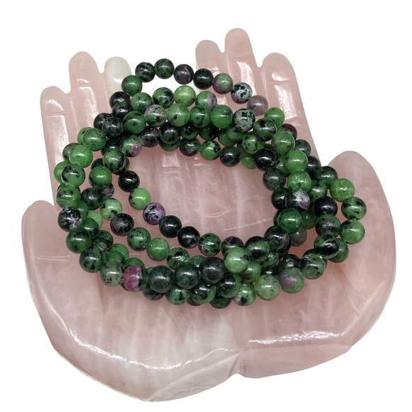 Jewelry - 6mm Ruby Zoisite Stretch Bracelet Beads Beaded Crystal Stone Gemstone Green